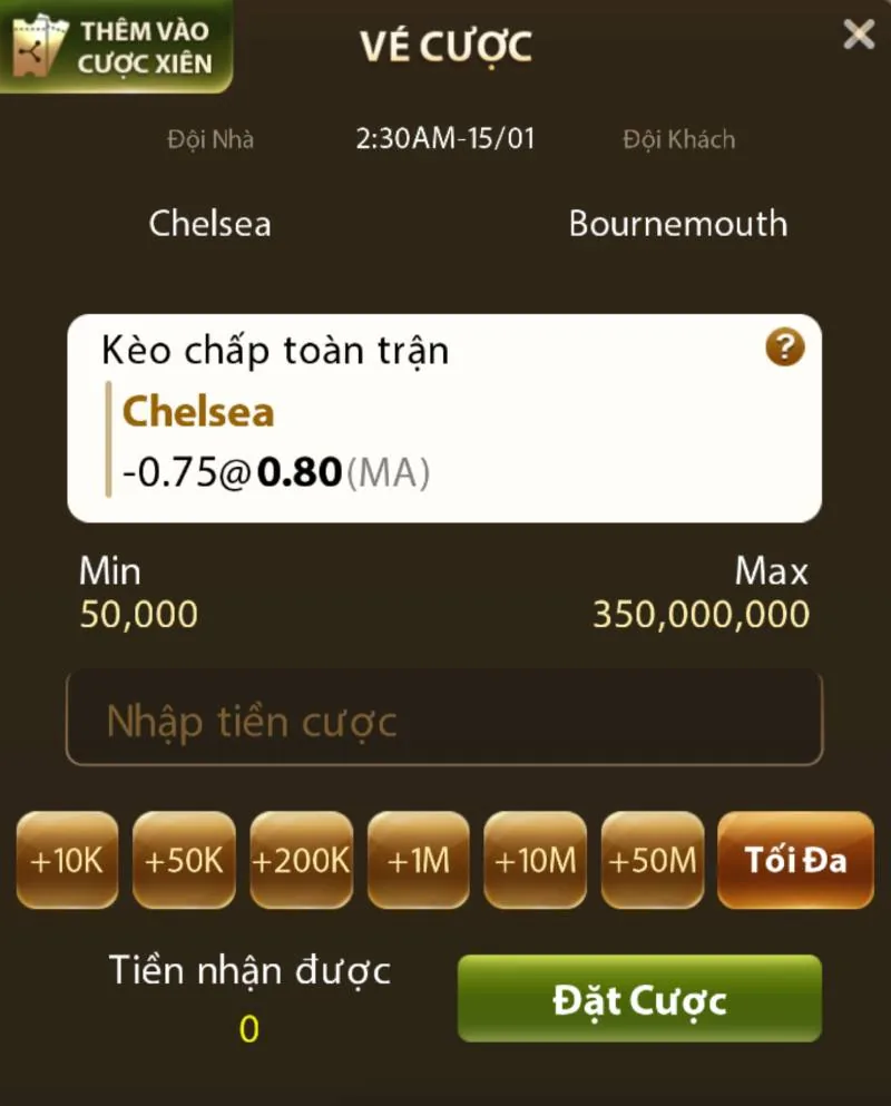Thể Thao Sunwin – Đẳng Cấp Cá Cược Thể Thao Trực Tuyến 6 Bước 3: Chọn Kèo Cược Và Bet Tiền