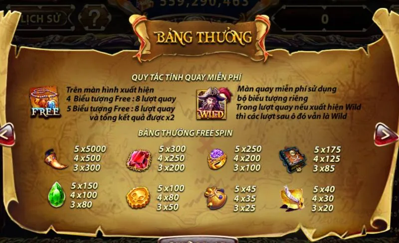 Pirate King – Khám Phá Vương Quốc Cướp Biển 4 Vòng Quay Miễn Phí – Free Spin